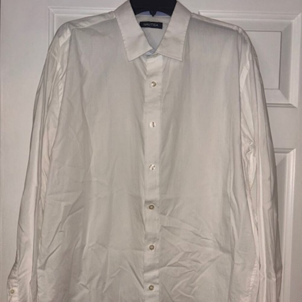 Nautica Men's Dress Shirt, White, XL